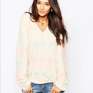 Wildfox Pastel Palms Baggy Beach Jumper sz XS